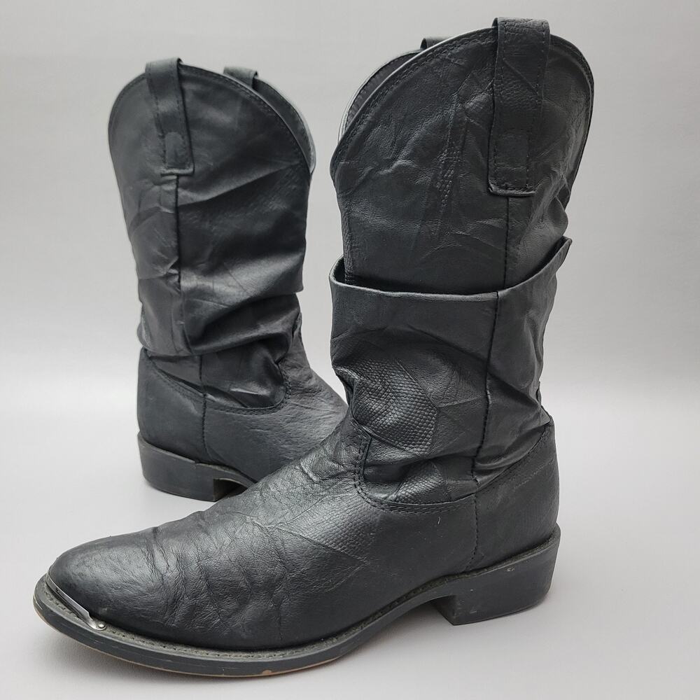 DINGO Western Boots Pigskin Leather “Amsterdam” Slouch Black Men’s US 8.5 D USA